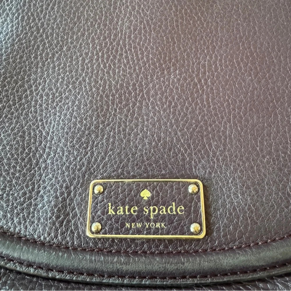 Kate Spade Oliver Street Logo Purse Dark Purple Leather Cross Body Bag - Picture 2 of 14